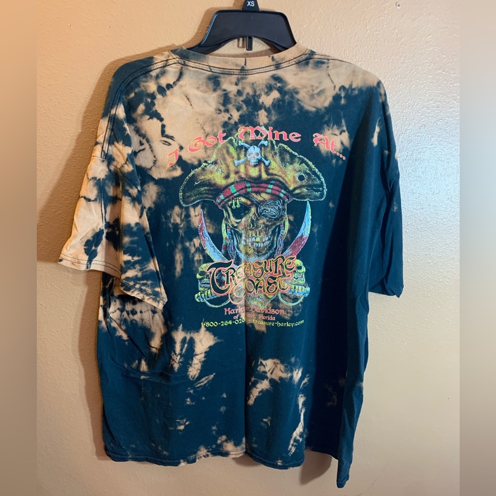 Harley Davidson Motorcycle Tye-Dye Black Brown Stuart Florida T-Shirt